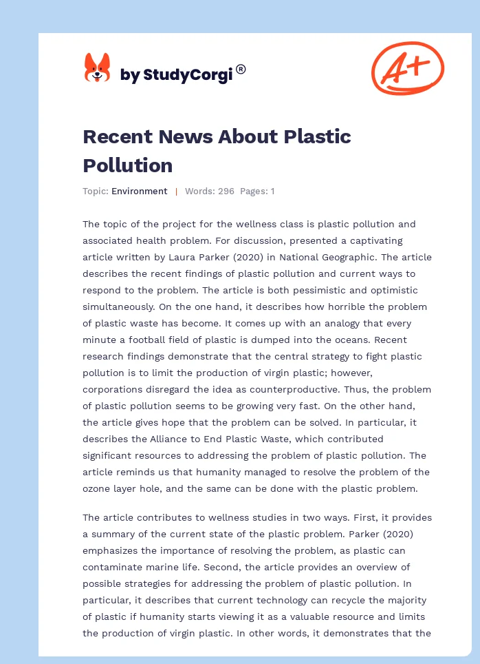 Recent News About Plastic Pollution. Page 1
