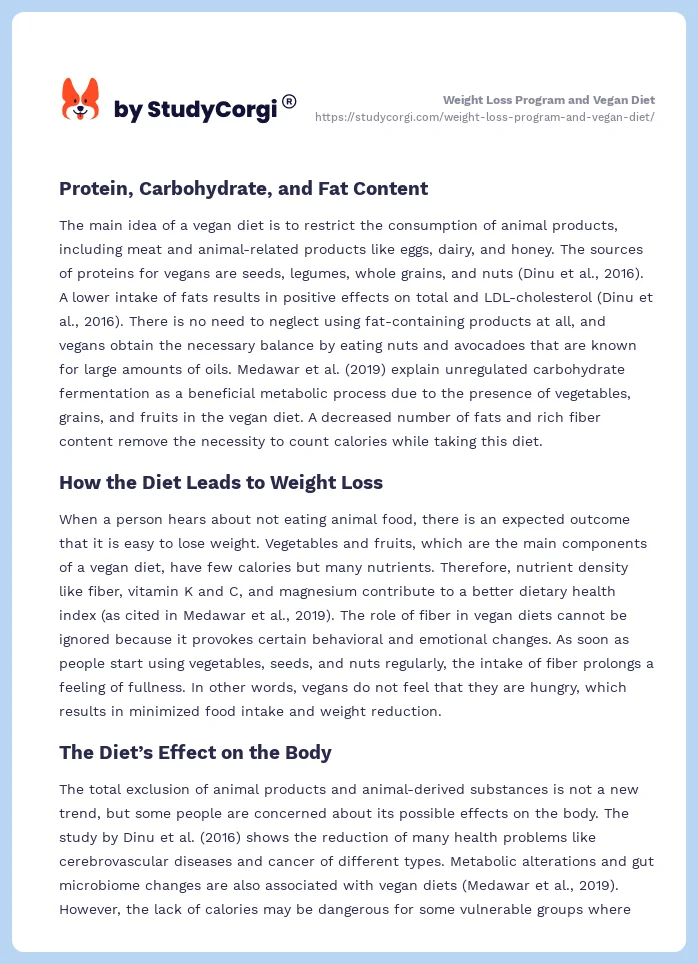 Weight Loss Program and Vegan Diet. Page 2