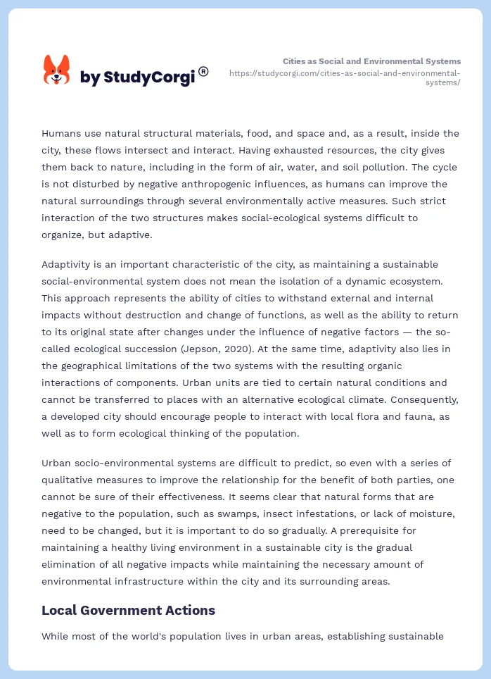 Cities as Social and Environmental Systems. Page 2