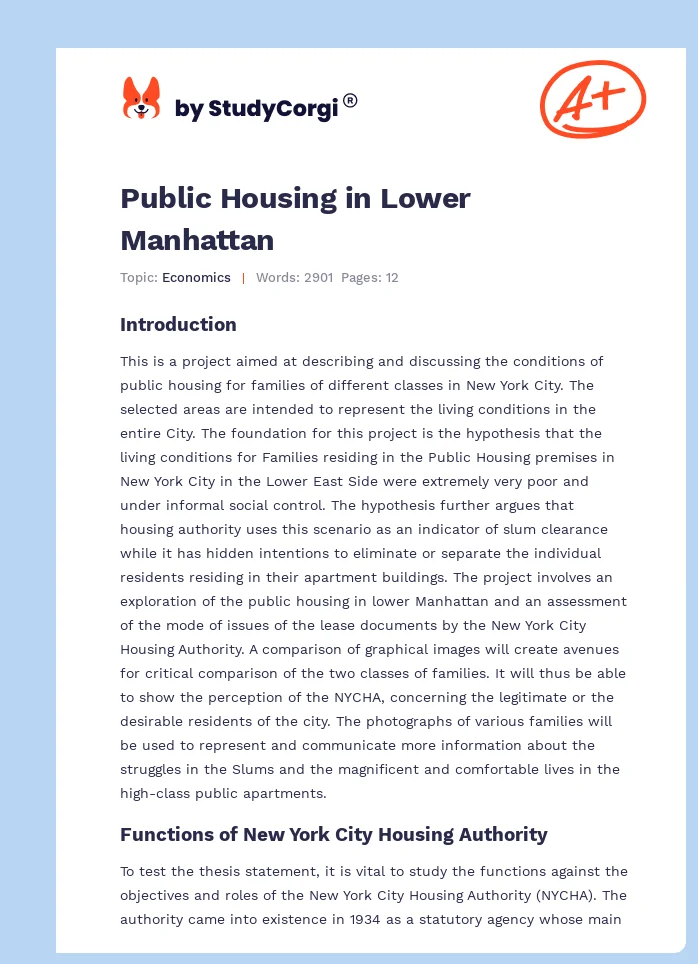 Public Housing in Lower Manhattan. Page 1