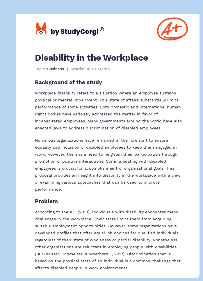 Disability in the Workplace. Page 1