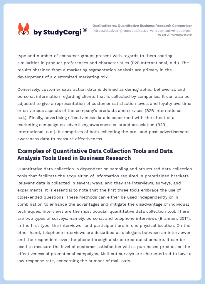Qualitative vs. Quantitative Business Research Comparison. Page 2