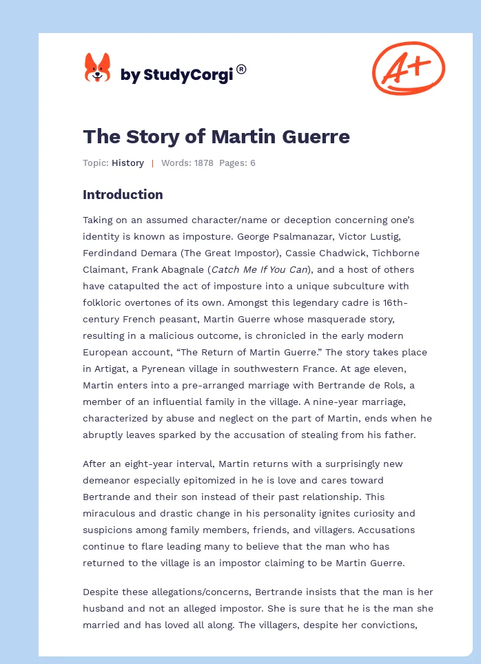 The Story of Martin Guerre. Page 1