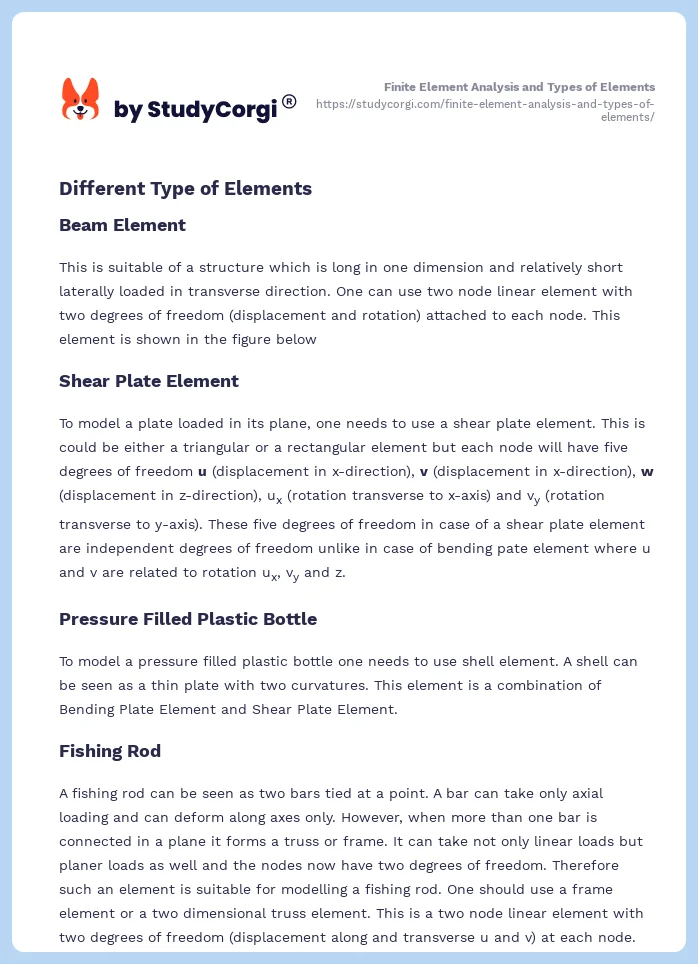 Finite Element Analysis and Types of Elements. Page 2