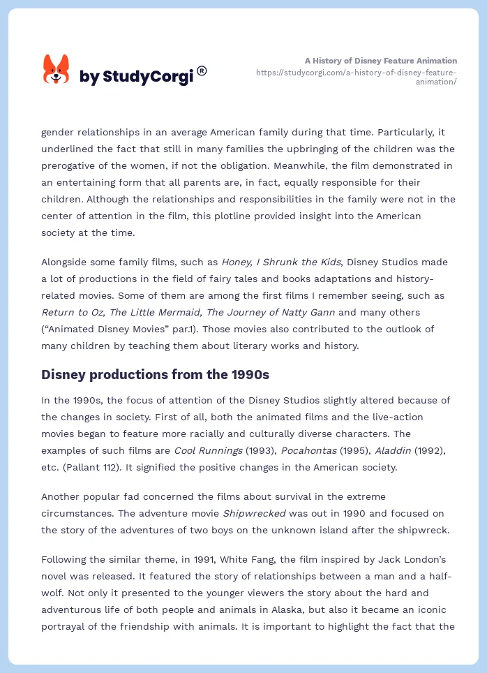 A History of Disney Feature Animation. Page 2