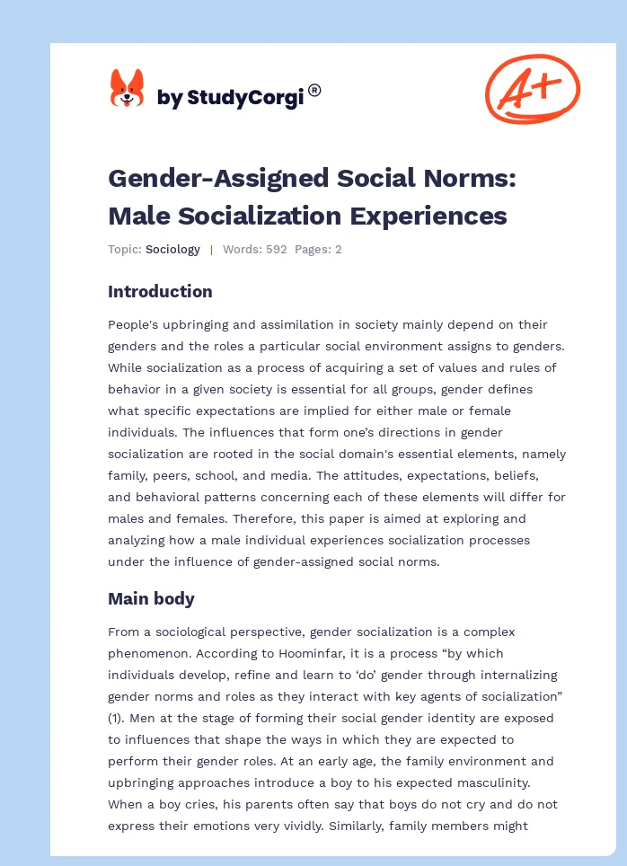 Gender-Assigned Social Norms: Male Socialization Experiences. Page 1