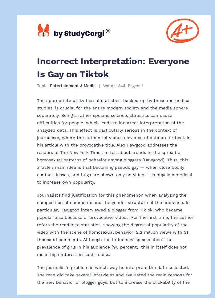 Incorrect Interpretation: Everyone Is Gay on Tiktok. Page 1