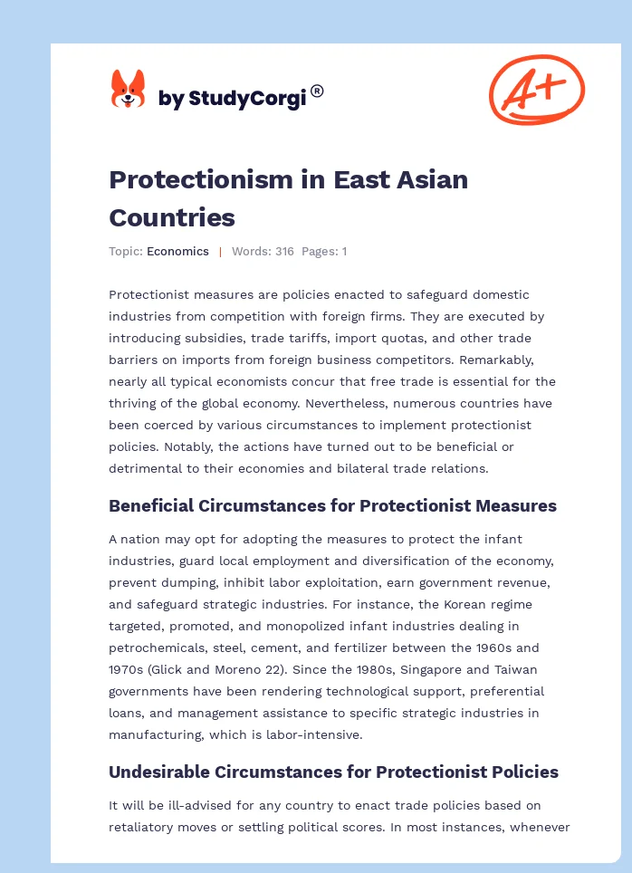 Protectionism in East Asian Countries. Page 1