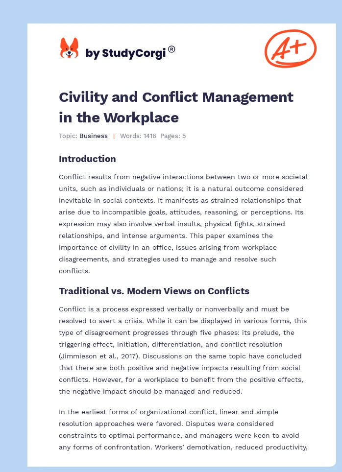 Civility and Conflict Management in the Workplace. Page 1