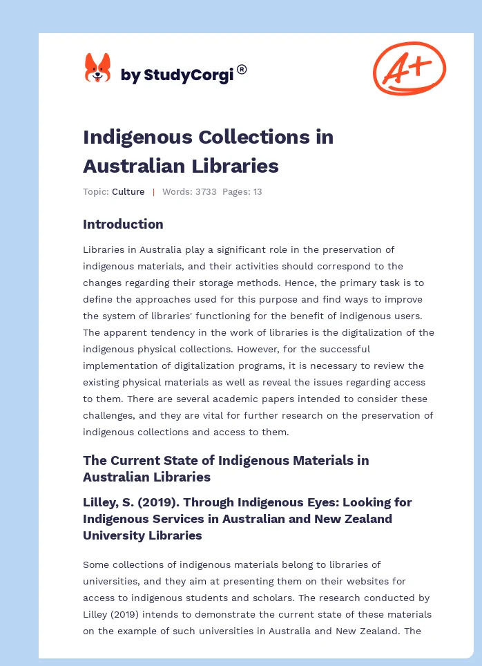 Indigenous Collections in Australian Libraries. Page 1