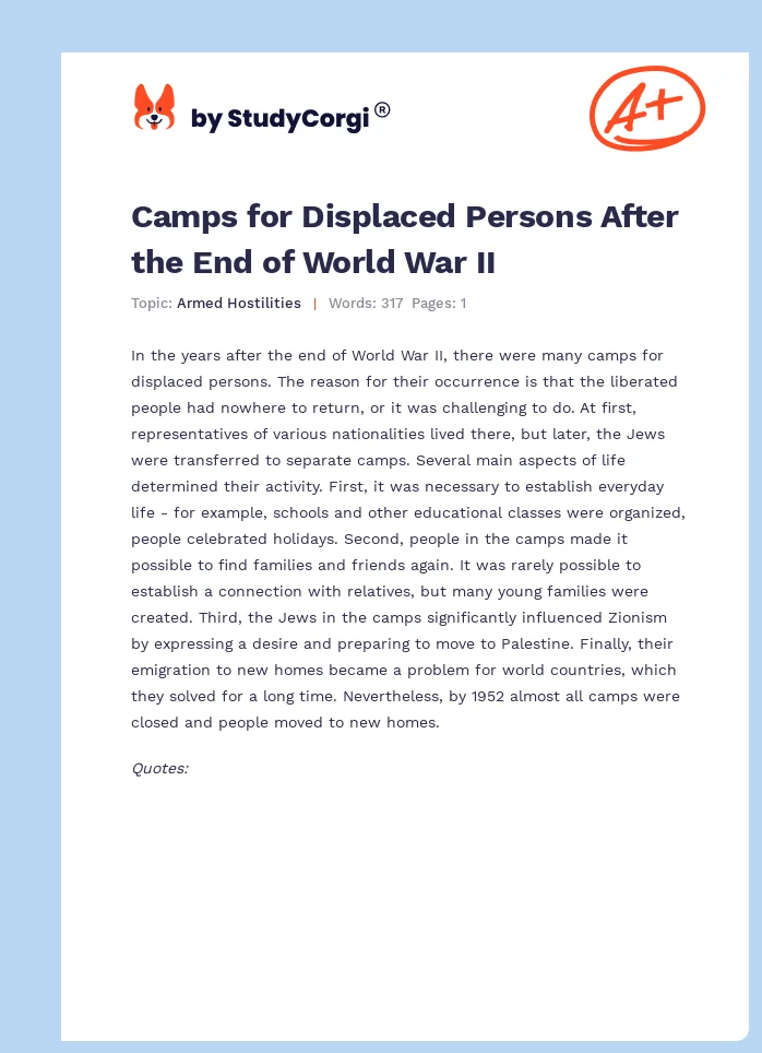 Camps for Displaced Persons After the End of World War II. Page 1