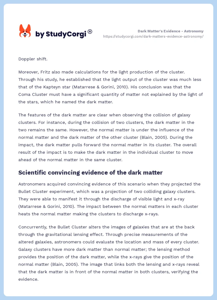 Dark Matter's Evidence - Astronomy. Page 2