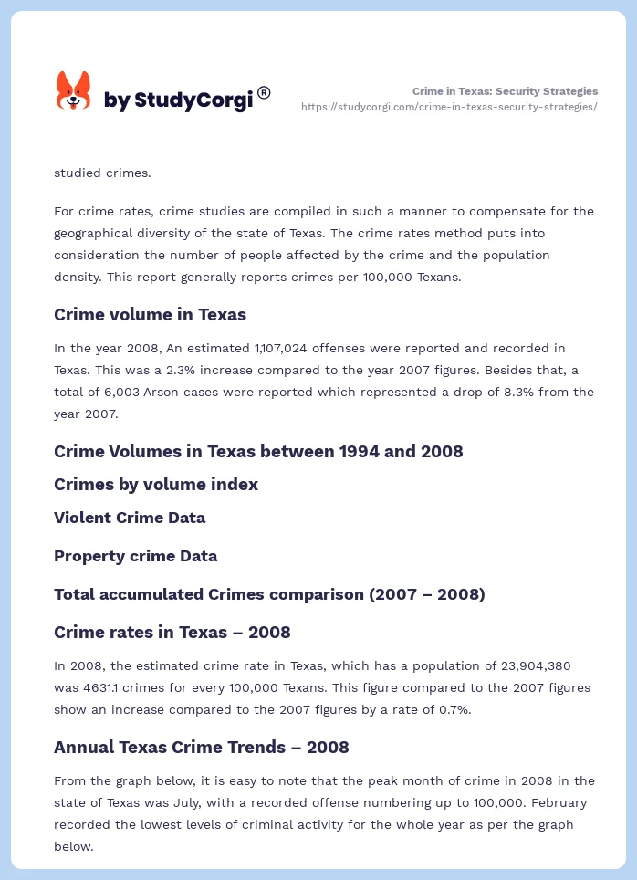 Crime in Texas: Security Strategies. Page 2