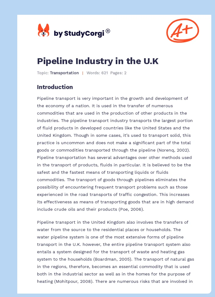 Pipeline Industry in the U.K. Page 1