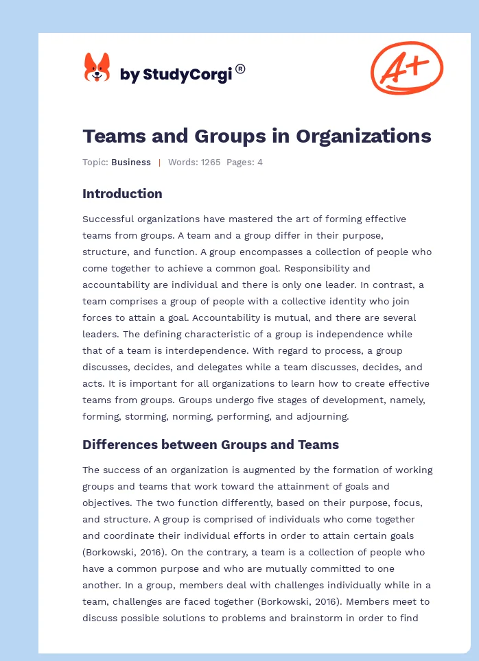 Teams and Groups in Organizations. Page 1
