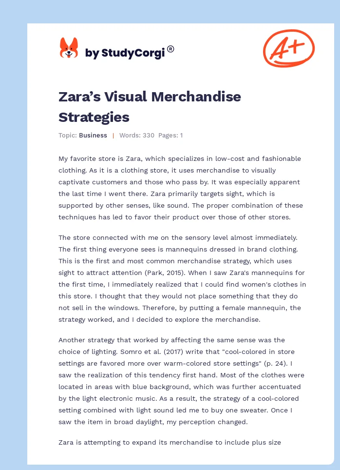 Zara’s Visual Merchandise Strategies. Page 1