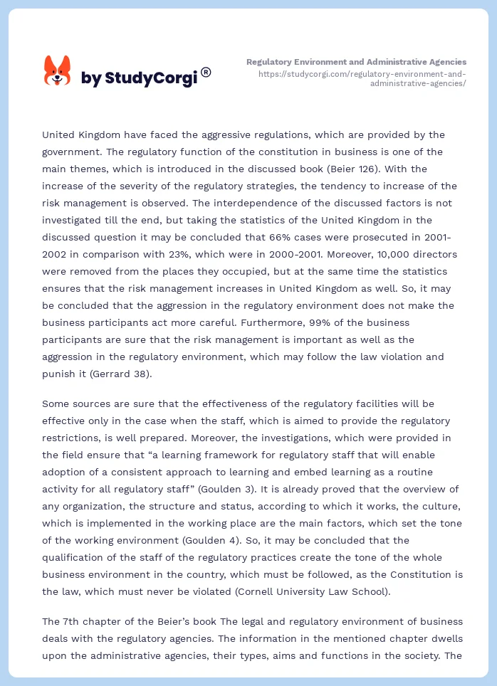 Regulatory Environment and Administrative Agencies. Page 2