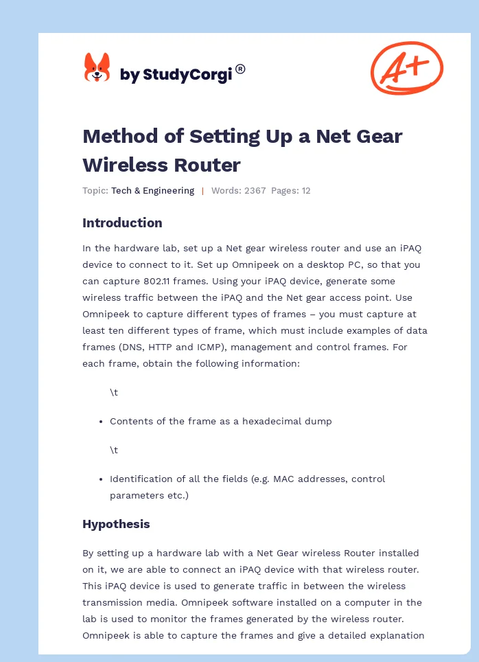 Method of Setting Up a Net Gear Wireless Router. Page 1