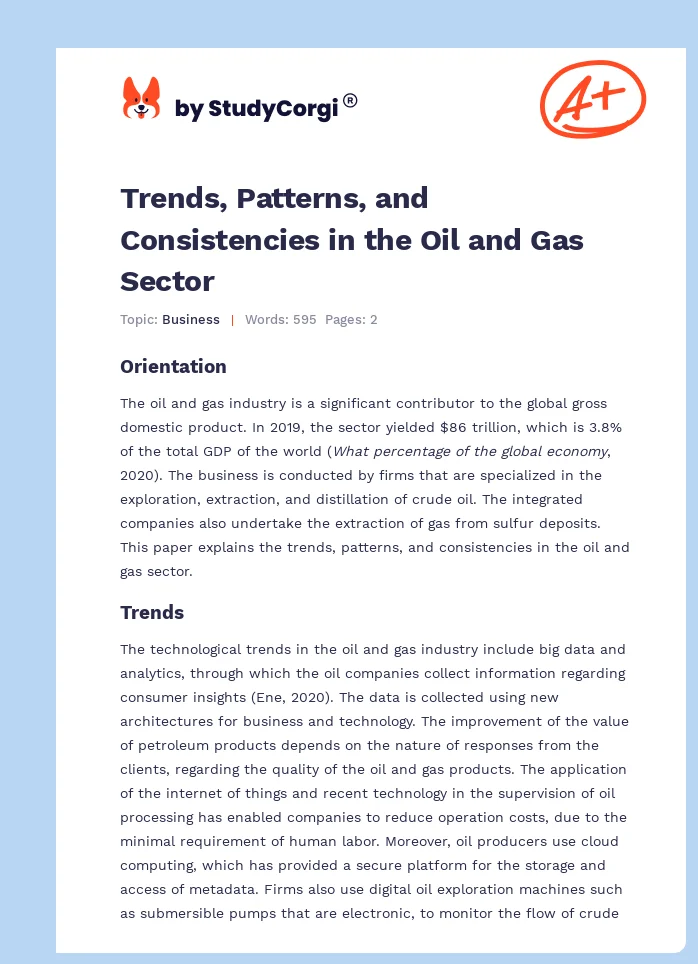 Trends, Patterns, and Consistencies in the Oil and Gas Sector. Page 1