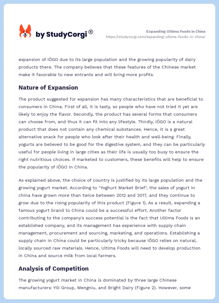 Expanding Ultima Foods in China. Page 2