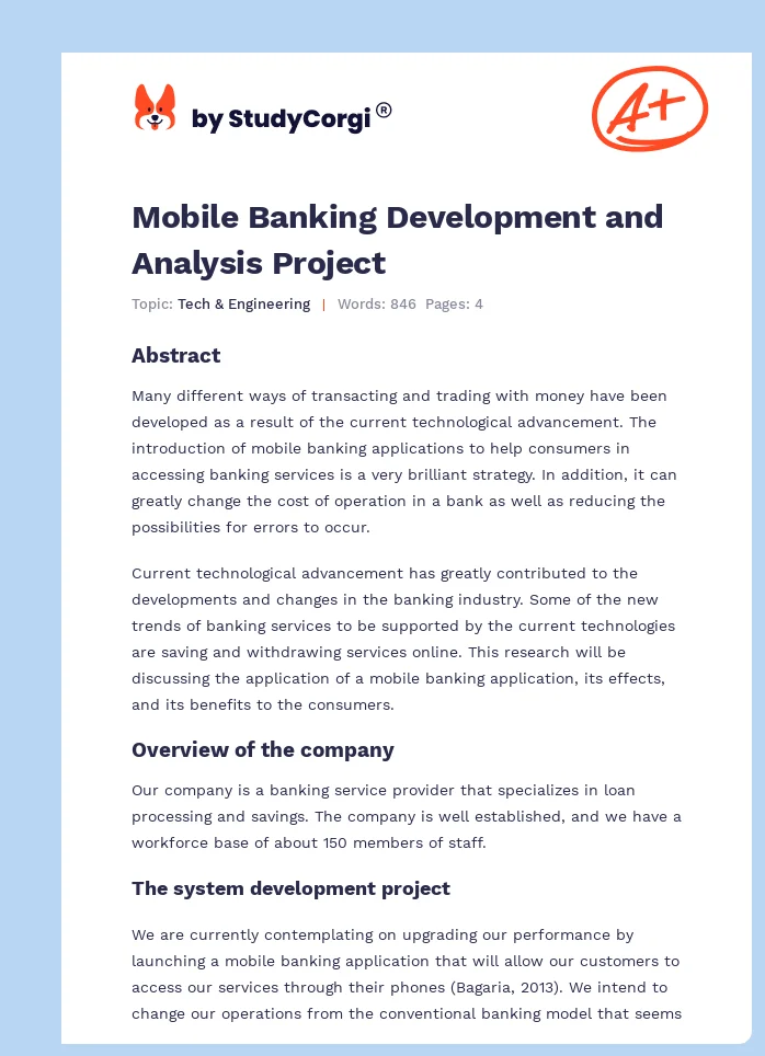 Mobile Banking Development and Analysis Project. Page 1