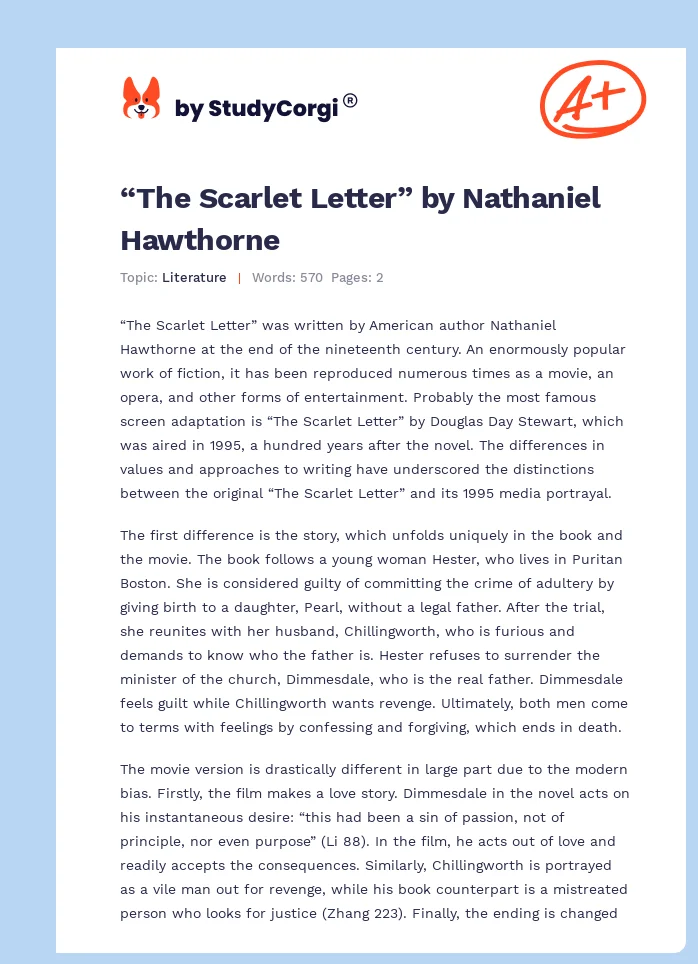 “The Scarlet Letter” by Nathaniel Hawthorne. Page 1