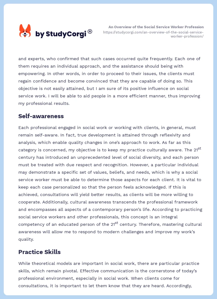 An Overview of the Social Service Worker Profession. Page 2