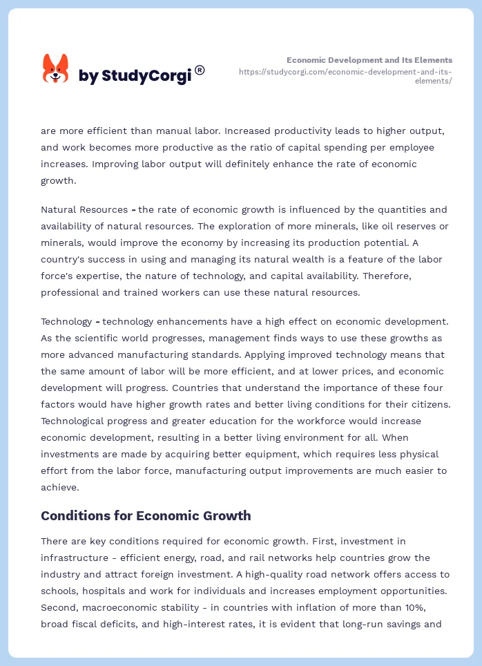 Economic Development and Its Elements. Page 2
