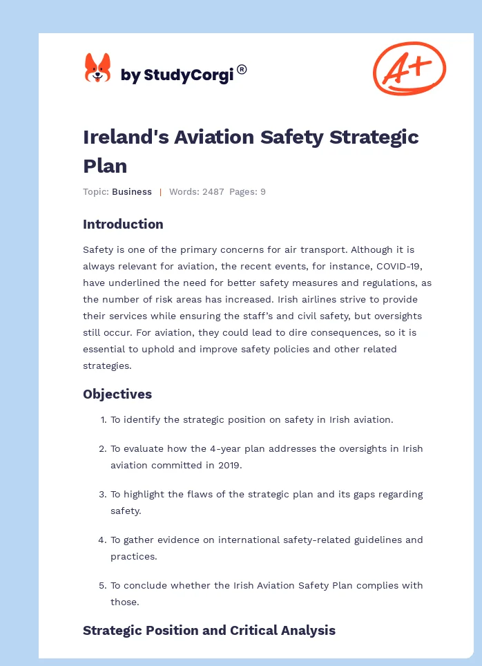 Ireland's Aviation Safety Strategic Plan. Page 1