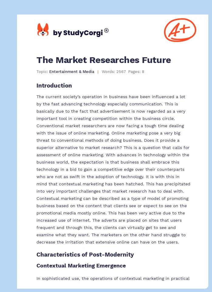The Market Researches Future. Page 1