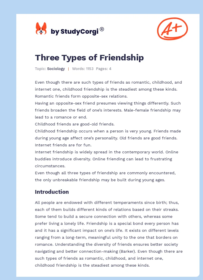 Three Types of Friendship. Page 1