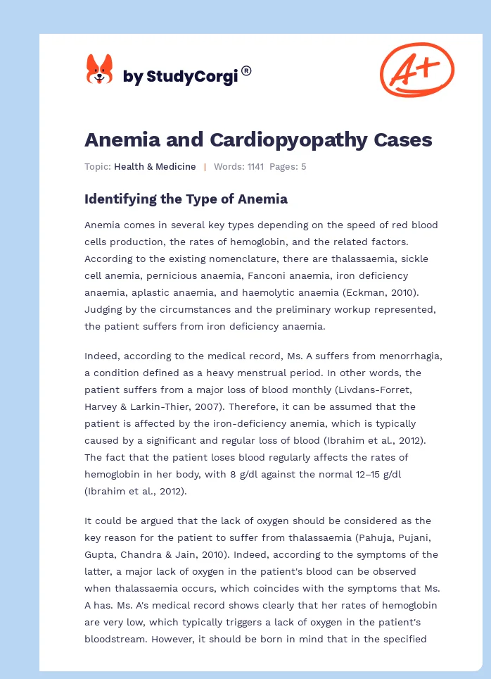 Anemia and Cardiopyopathy Cases. Page 1