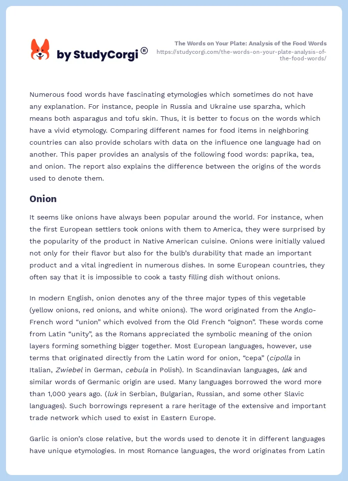 The Words on Your Plate: Analysis of the Food Words. Page 2