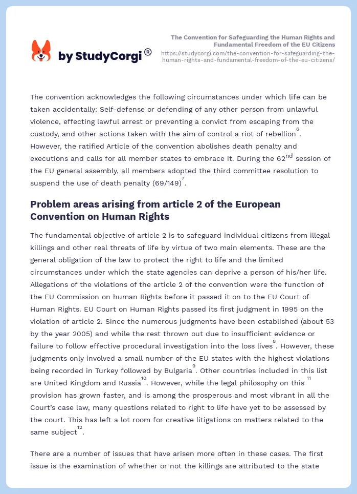 The Convention for Safeguarding the Human Rights and Fundamental Freedom of the EU Citizens. Page 2