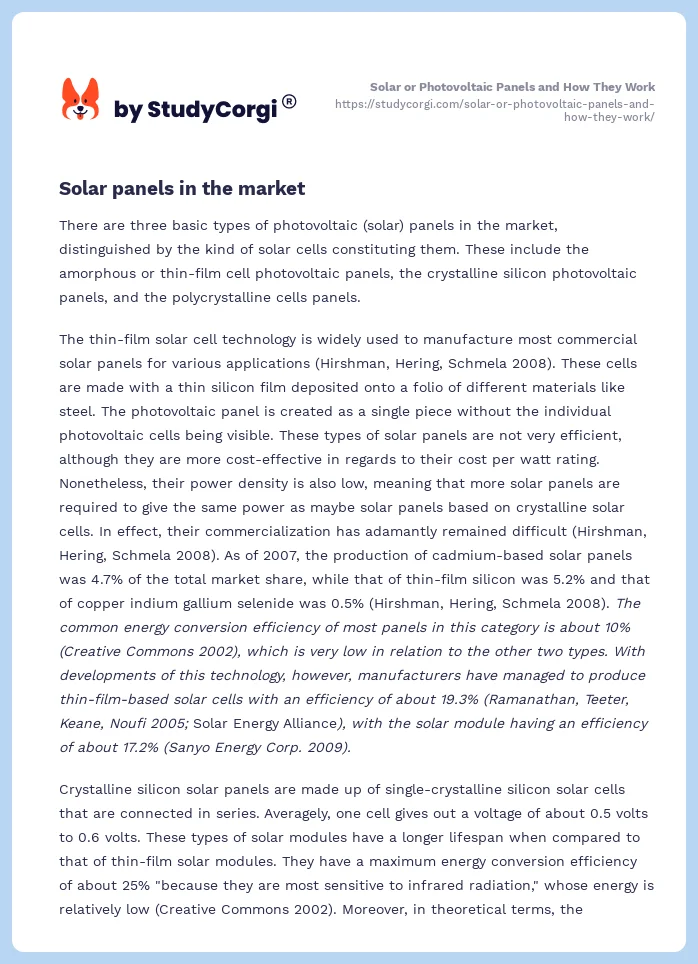 Solar or Photovoltaic Panels and How They Work. Page 2