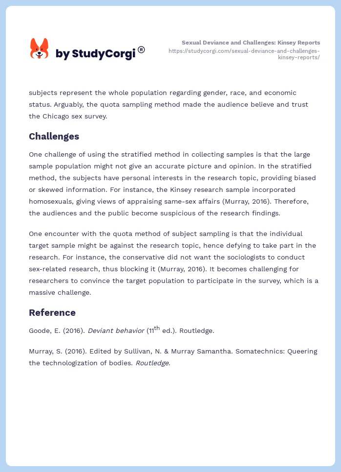 Sexual Deviance and Challenges: Kinsey Reports. Page 2