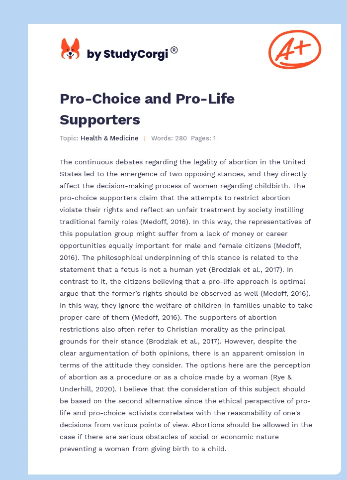 Pro-Choice and Pro-Life Supporters. Page 1