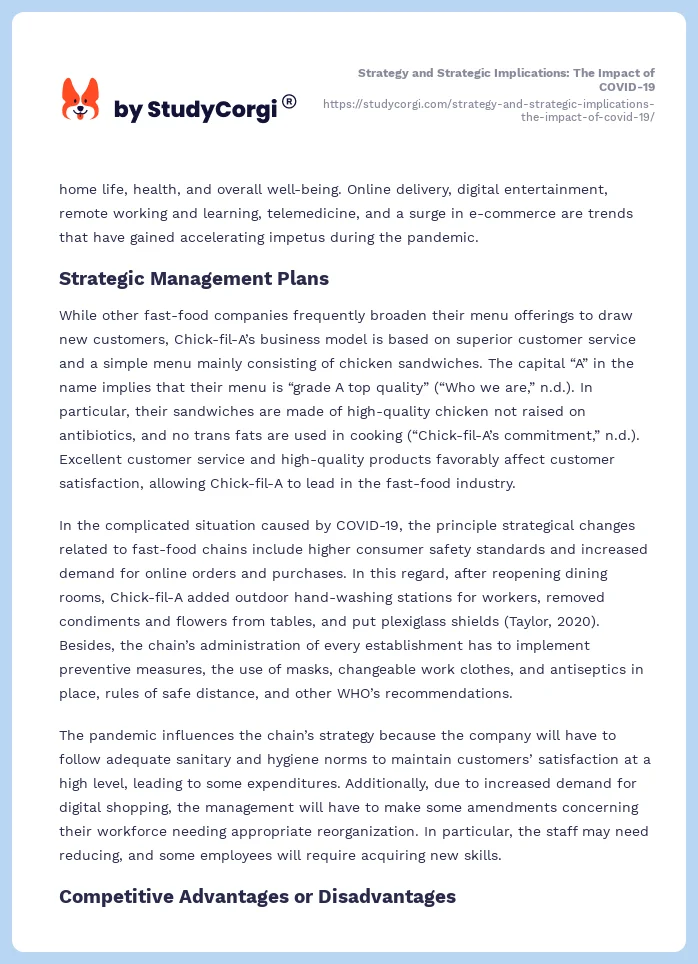 Strategy and Strategic Implications: The Impact of COVID-19. Page 2
