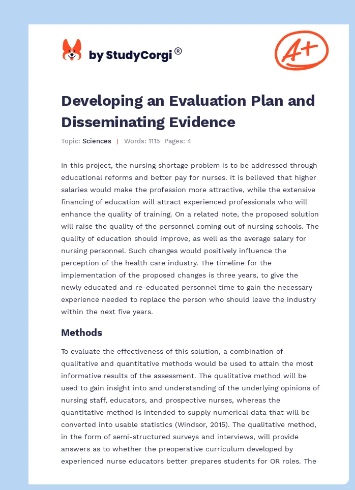 Developing an Evaluation Plan and Disseminating Evidence. Page 1