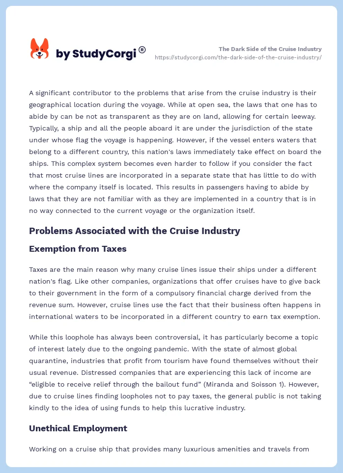 The Dark Side of the Cruise Industry. Page 2