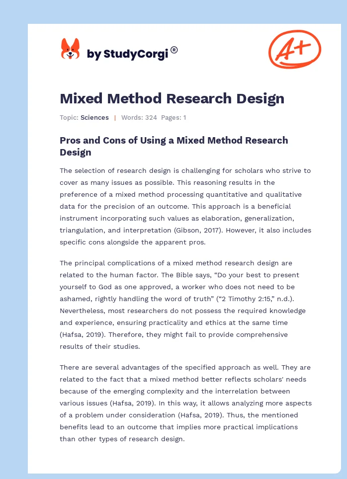 Mixed Method Research Design. Page 1