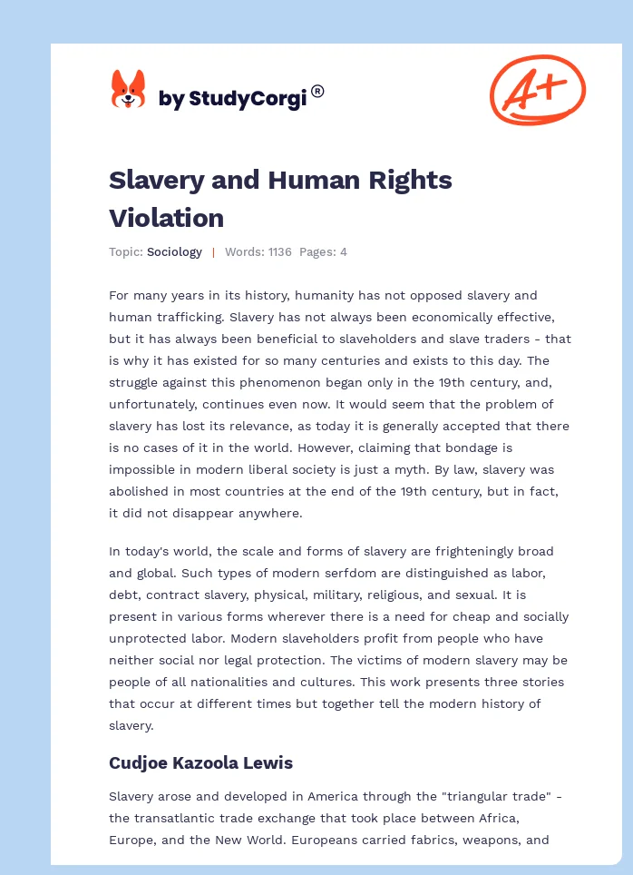 Slavery and Human Rights Violation. Page 1