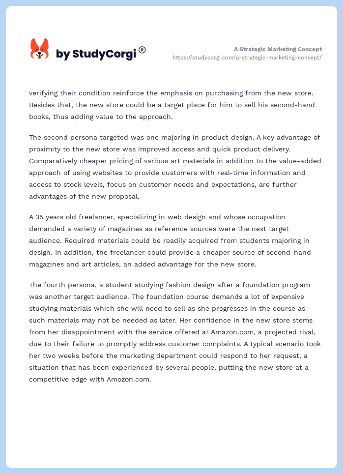 A Strategic Marketing Concept. Page 2
