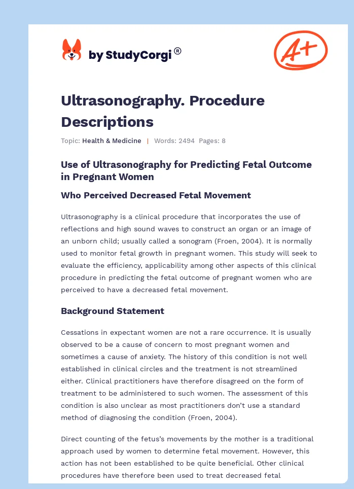 Ultrasonography. Procedure Descriptions. Page 1