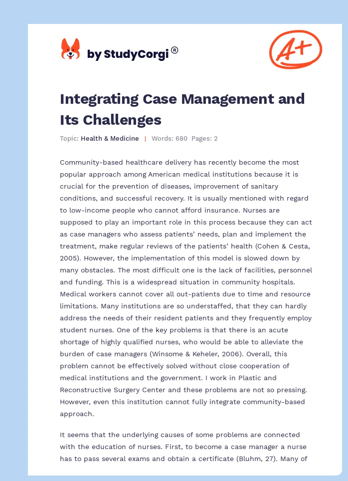 Integrating Case Management and Its Challenges. Page 1