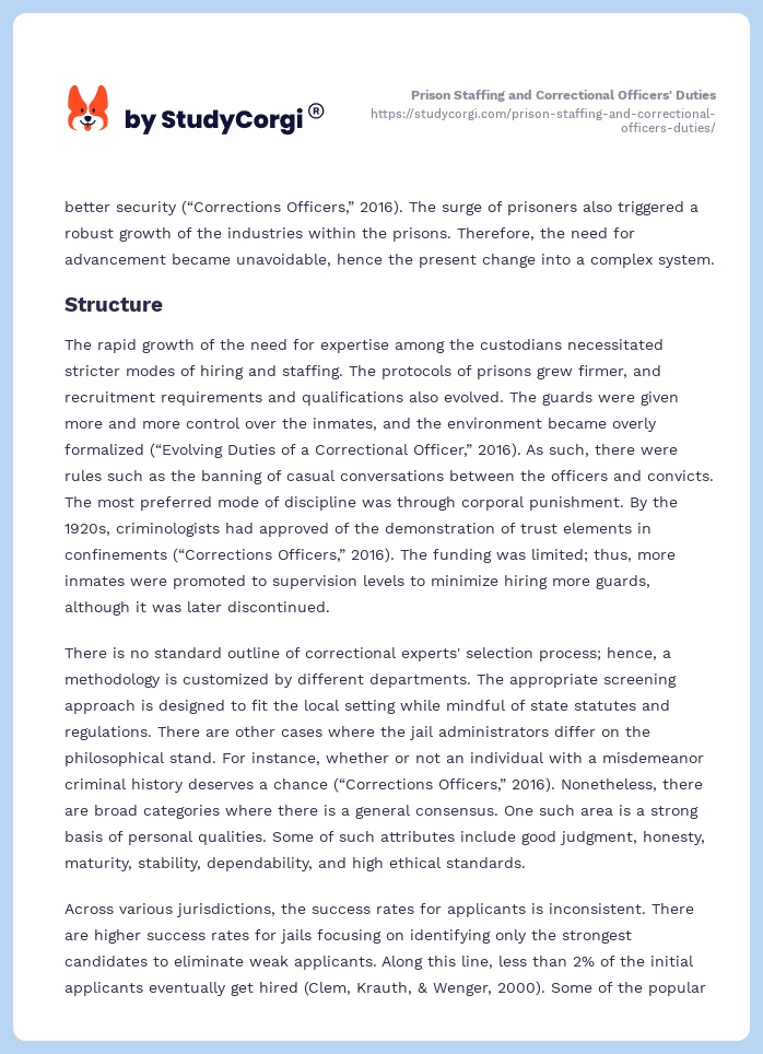 Prison Staffing and Correctional Officers' Duties. Page 2