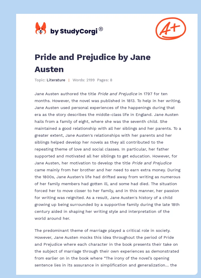 Pride and Prejudice by Jane Austen. Page 1
