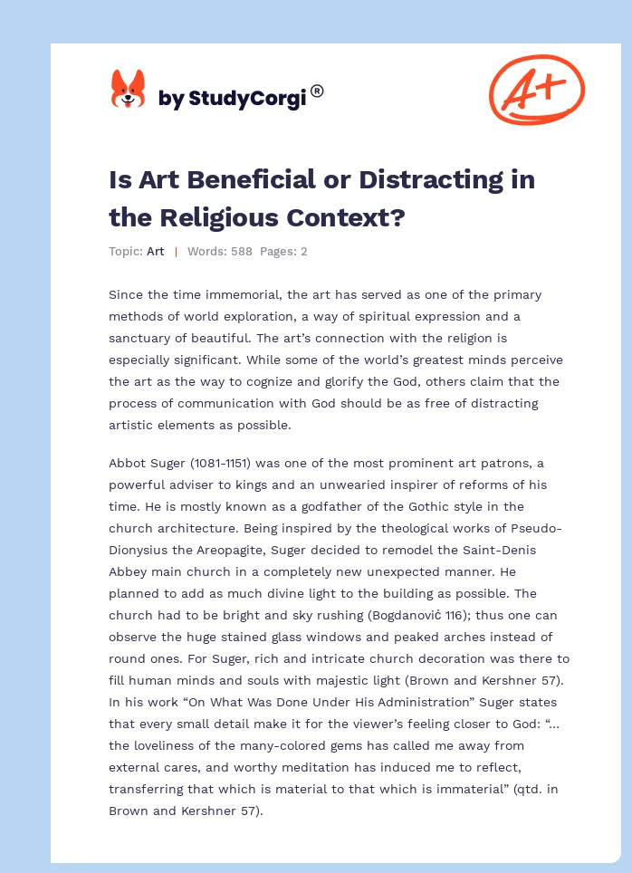 Is Art Beneficial or Distracting in the Religious Context?. Page 1