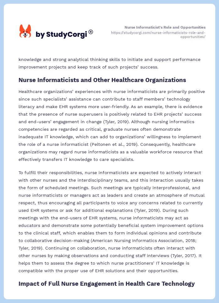 Nurse Informaticist's Role and Opportunities. Page 2