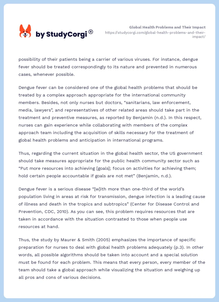 Global Health Problems and Their Impact. Page 2